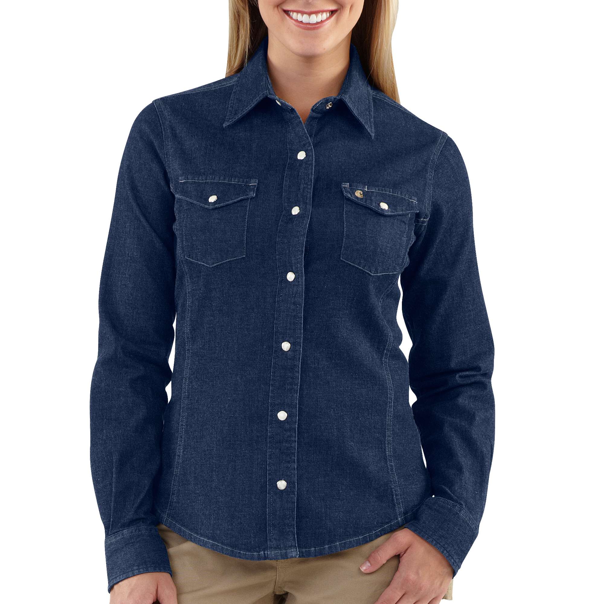 Womens Denim Snap-Front Shirt