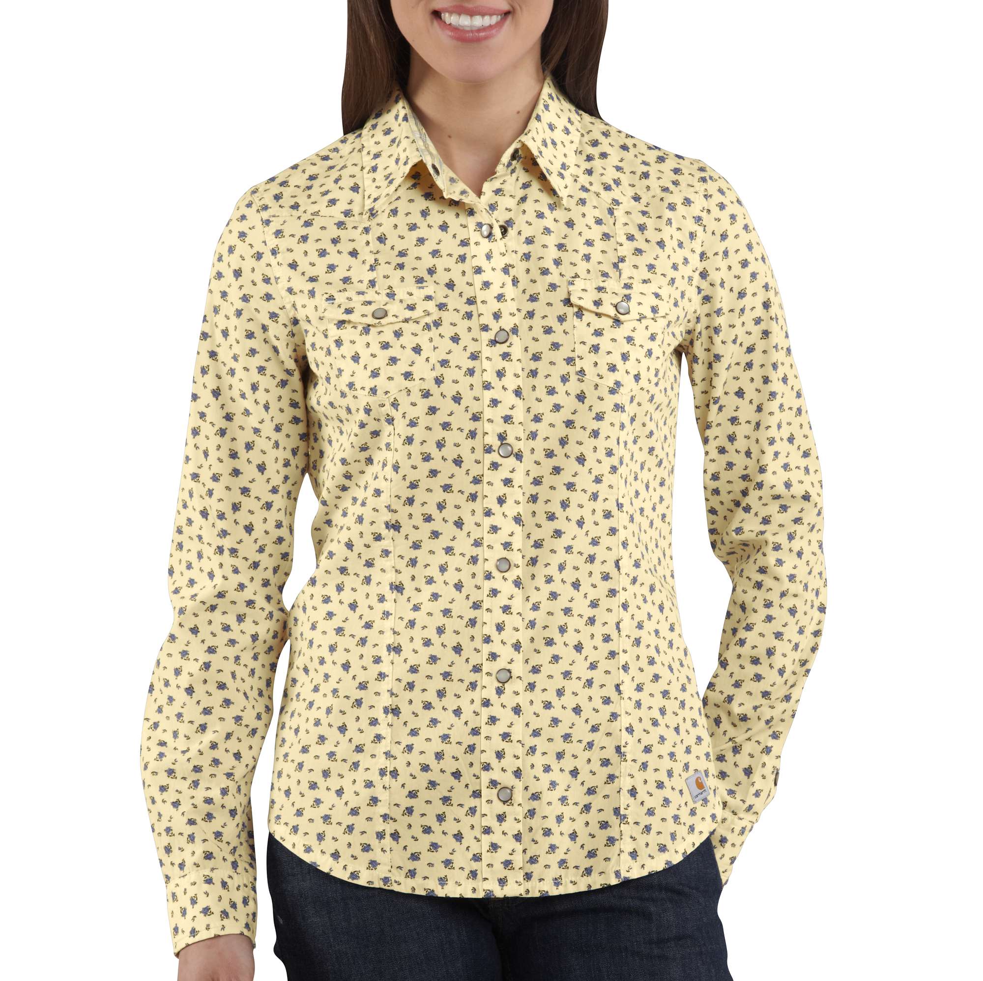 Women's Snap-Front Printed Cotton Shirt