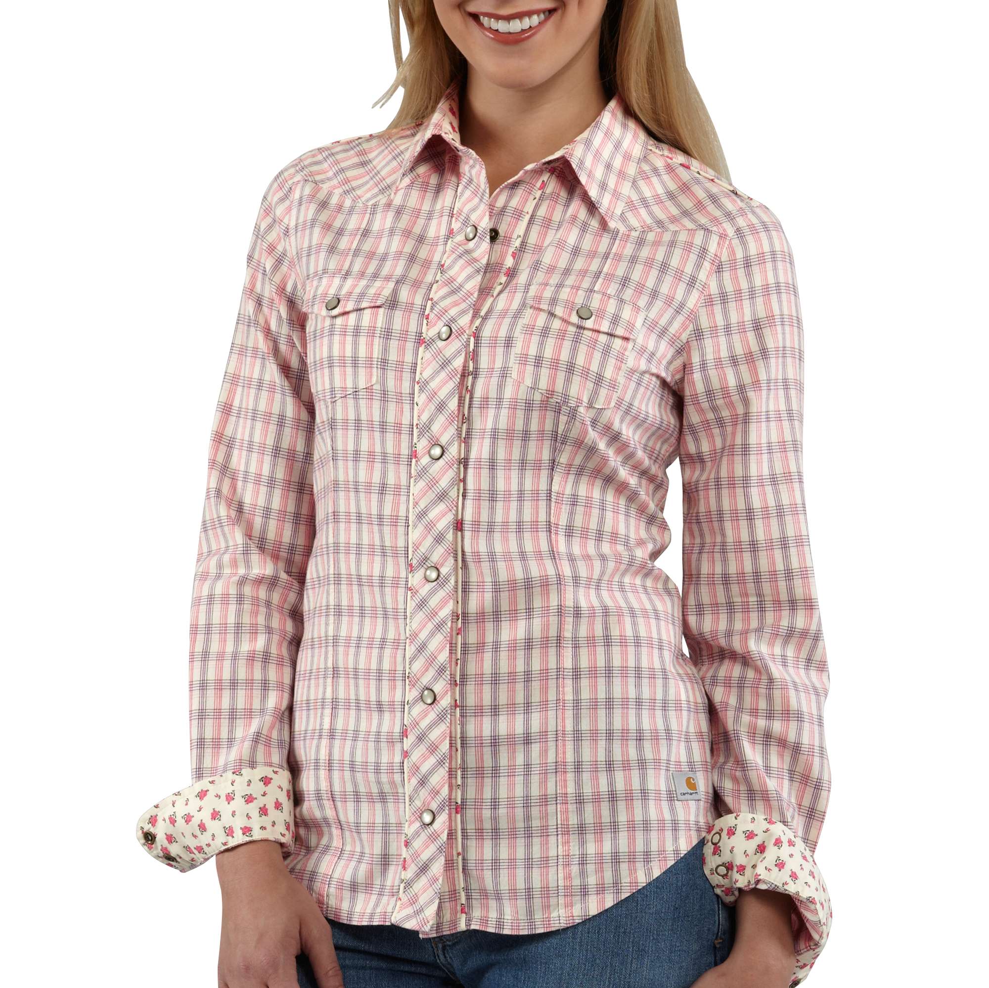 Women's Snap-Front Plaid Cotton Shirt