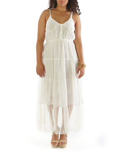 Plus-Size Sheer Tiered Maxi Dress