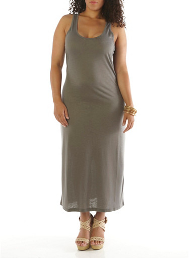 Plus-Size Solid Tank Maxi Dress