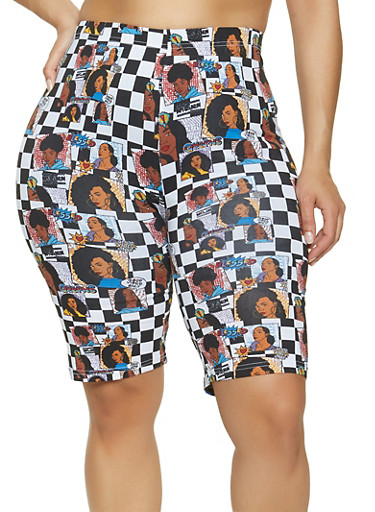 checkered biker shorts plus size