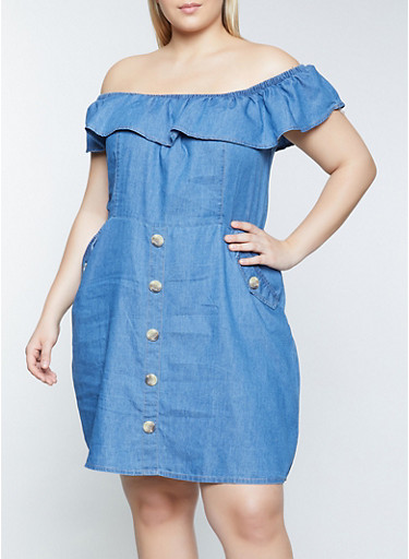 rainbow plus size denim dresses