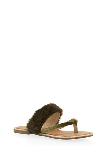 Faux Fur Thong Slide Sandals Faux Fur Thong Slide Sandals