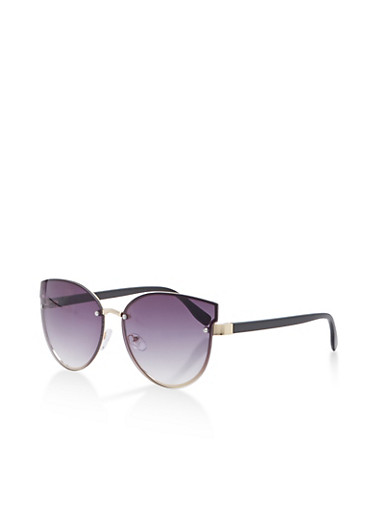 Rimless Textured Bridge Sunglasses - Rainbow