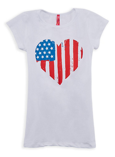 Girls 4-6x Flag Heart Graphic T Shirt Girls 4-6x Flag Heart Graphic T Shirt