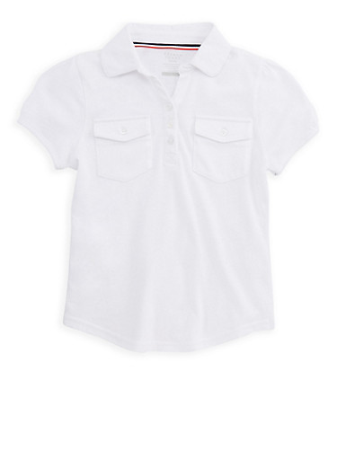Girls 7-16 Double Pocket Polo Shirt School Uniform Girls 7-16 Double Pocket Polo Shirt School Uniform
