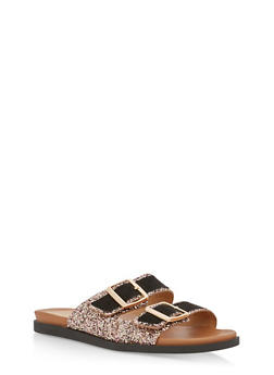 double buckle glitter sandals