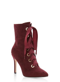 lace up pointed toe booties