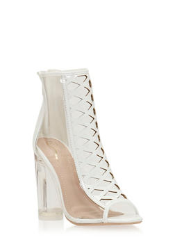 clear chunky heel booties