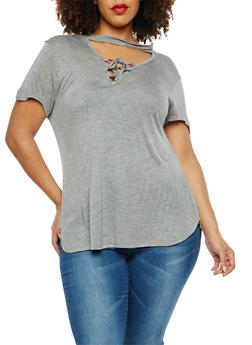choker neck top plus size