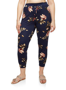 plus size floral joggers