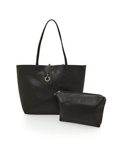 faux leather reversible tote