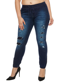 plus size denim joggers