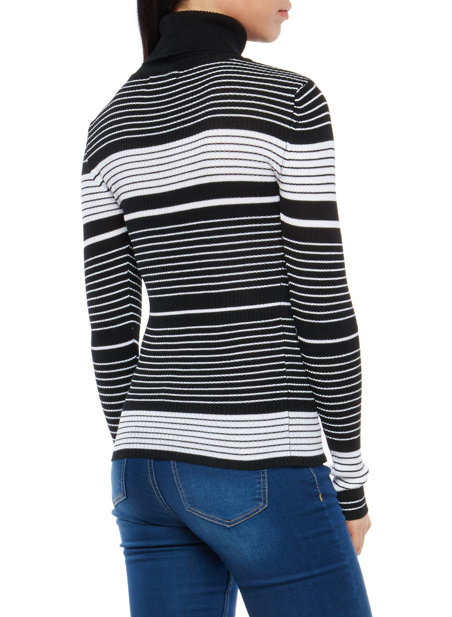 Striped Turtleneck Sweater - Rainbow
