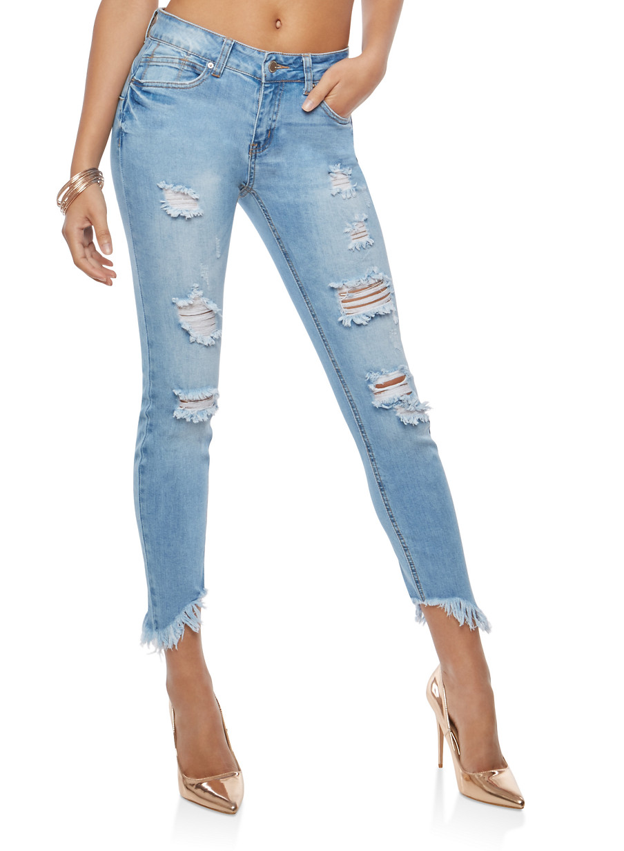 WAX Destroyed Push Up Skinny Jeans