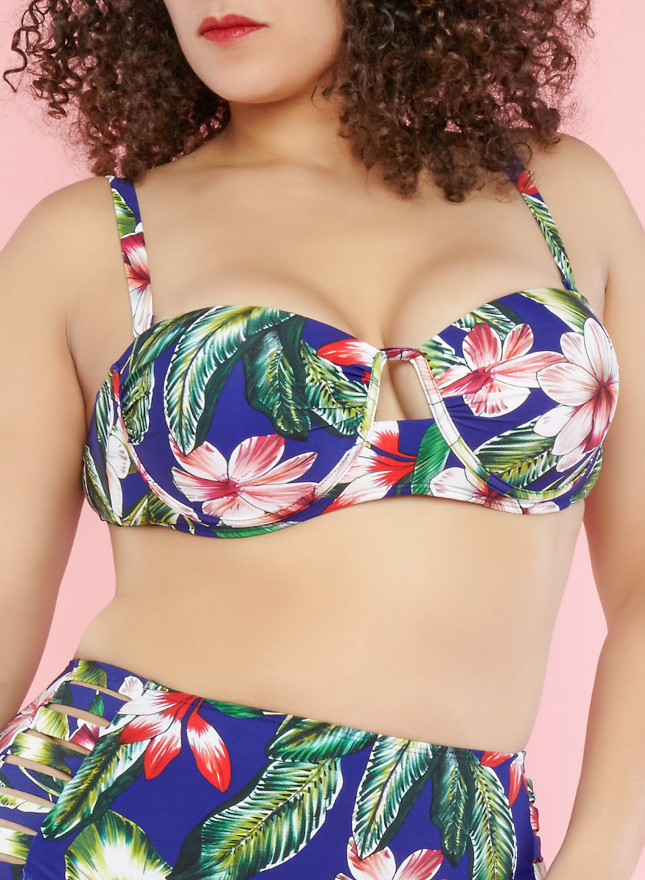 Plus Size Floral Bikini Top