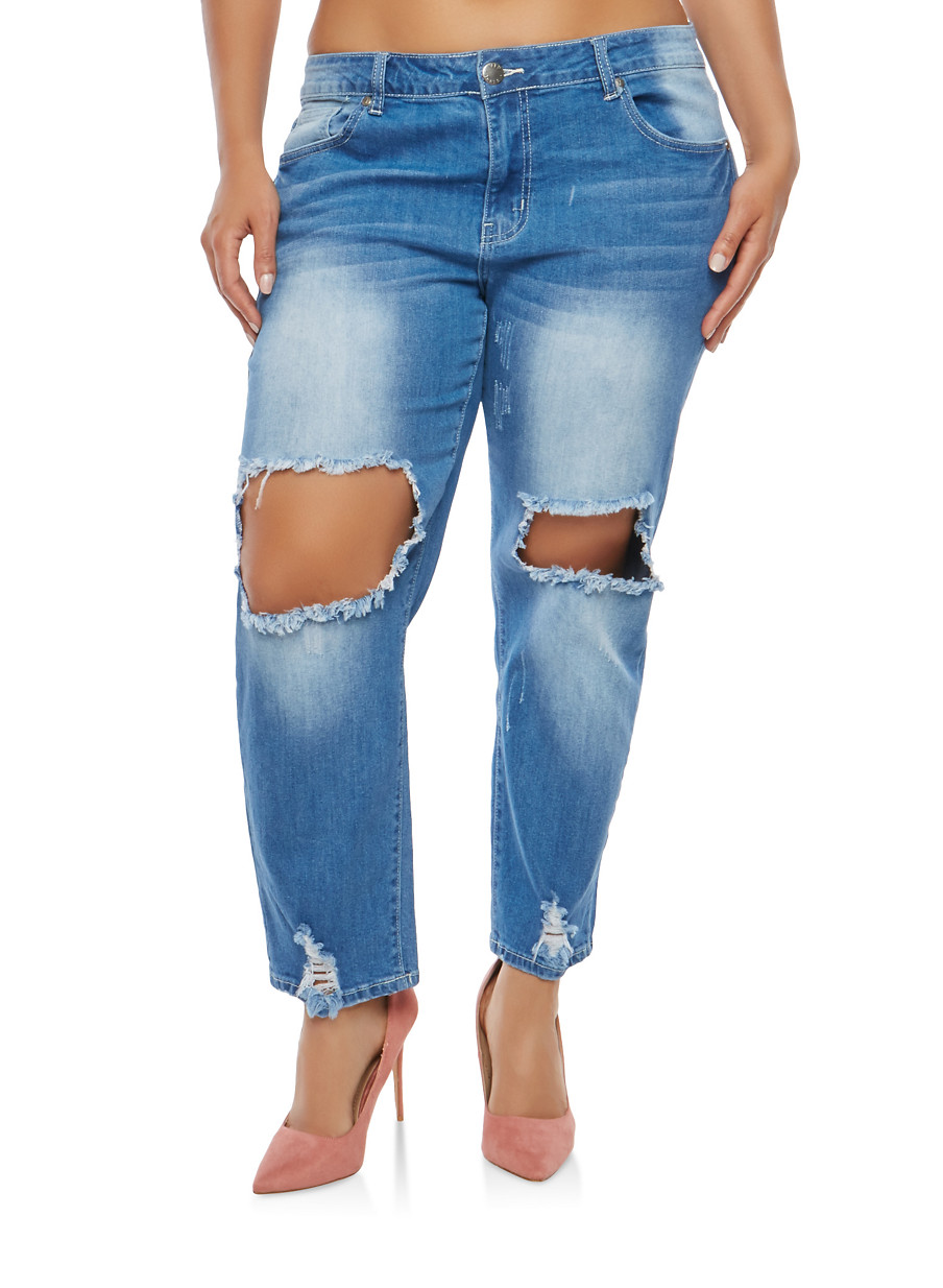 Plus Size VIP Destroyed Denim Jeans