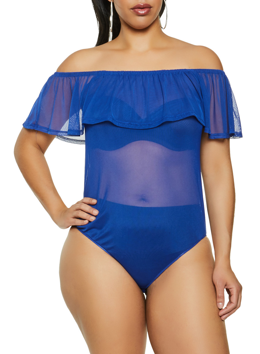 plus size off the shoulder bodysuit