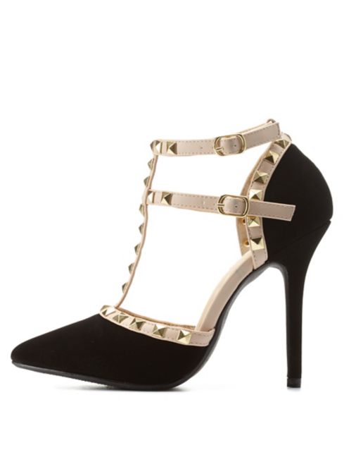 pointed toe studded pumps