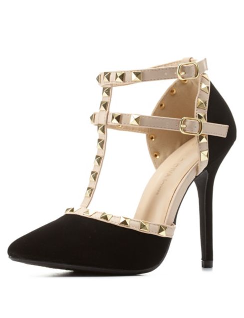 pointed toe studded pumps