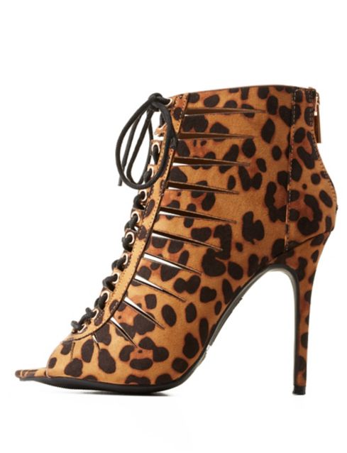 cheetah peep toe booties