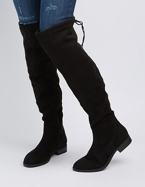 Drawstring Flat Over-The-Knee Boots | Charlotte Russe