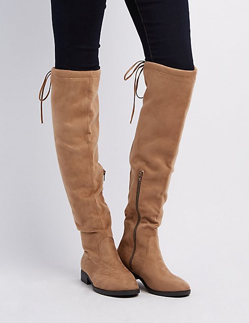 Drawstring Flat Over-The-Knee Boots | Charlotte Russe