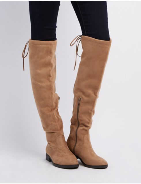 over the knee pointed toe flat boots