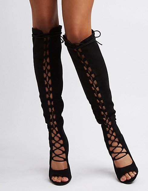 Lace-Up Over-The-Knee Boots | Charlotte Russe