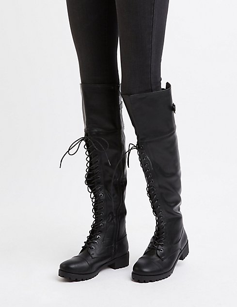 Over-The-Knee Combat Boots | Charlotte Russe