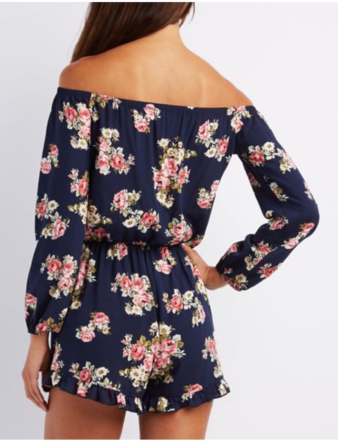 Floral Off The Shoulder Romper Charlotte Russe 6150