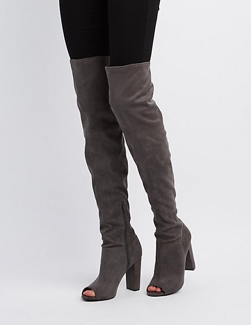 Peep Toe Thigh-High Boots | Charlotte Russe