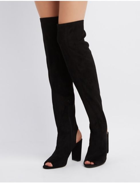 over the knee peep toe boots size 11
