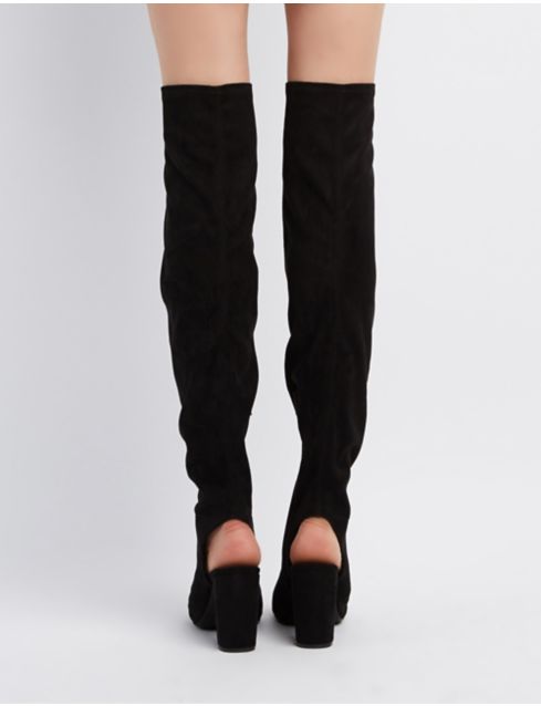 over the knee peep toe boots size 11