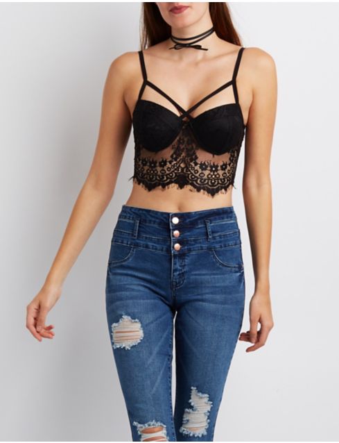 lace up bustier cropped tube top