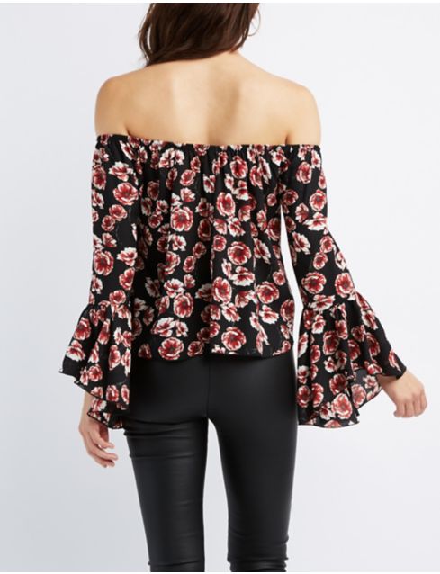 Floral Off The Shoulder Bell Sleeve Top Charlotte Russe 2506