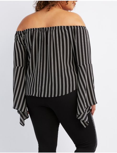 plus size off the shoulder bell sleeve top