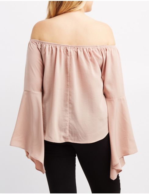 plus size off the shoulder bell sleeve top