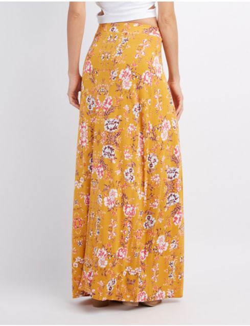 floral maxi skirt with slit