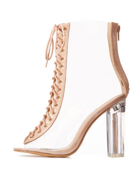 clear lace up boots