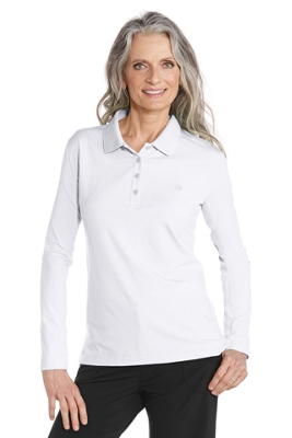 white polo shirt women's long sleeve