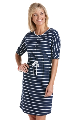 ZnO Beach Henley Dress - Stripe