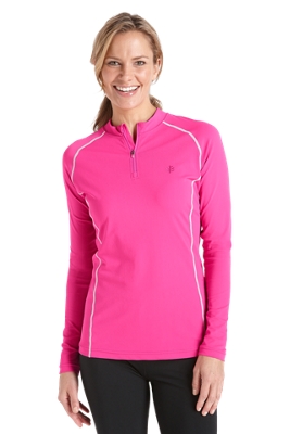 Coolibar UPF 50+ Women's Quarter Zip Long Sleeve Swim Shirt Sun