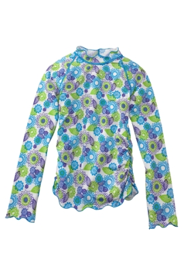 Girl's Long-sleeve Ruche Swim Shirt