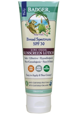 Badger SPF 30 Aloe Vera Sunscreen Lotion 4 oz