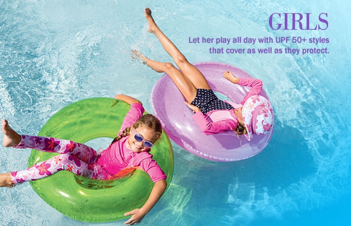 UPF 50+ Girls: Swimwear, Clothing, Sun Hats