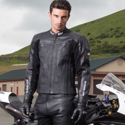 Bilt Trackstar Leather Motorcycle Jacket -44 Black pictures