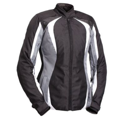 Bilt Women's Tempest Waterproof Textile Motorcycle Jacket -LG Black/White Gray pictures