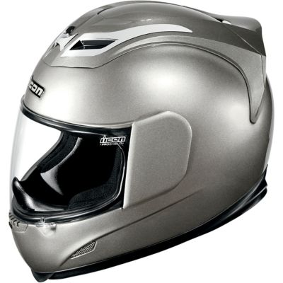 Icon Airframe Solid Full-Face Motorcycle Helmet -SM Gloss Medallion Silver pictures